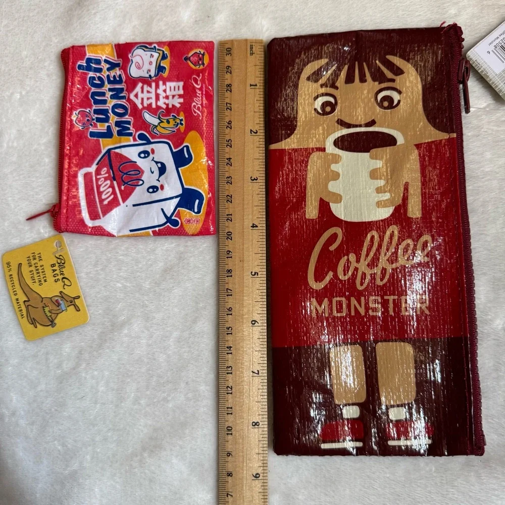Blue Q Lunch Money Coin Purse and Coffee Monster Pencil Case
